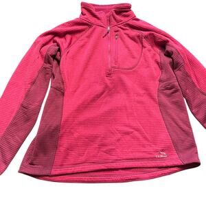 LL BEAN Women's Pull over jacket, XL Pink and dark Purple Half Zip Sweatshirt